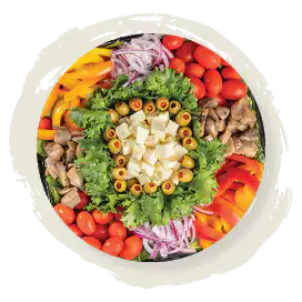Garden salad with feta, chickpeas and fresh vegetables