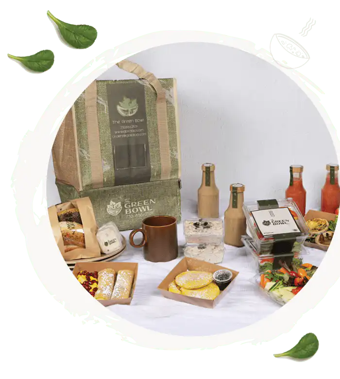 Breakfast gift box with pastries, dips and juices