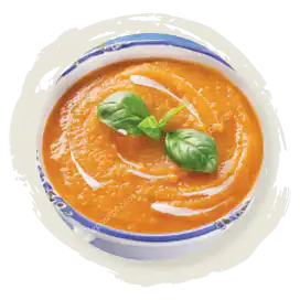 Creamy butternut squash soup with basil