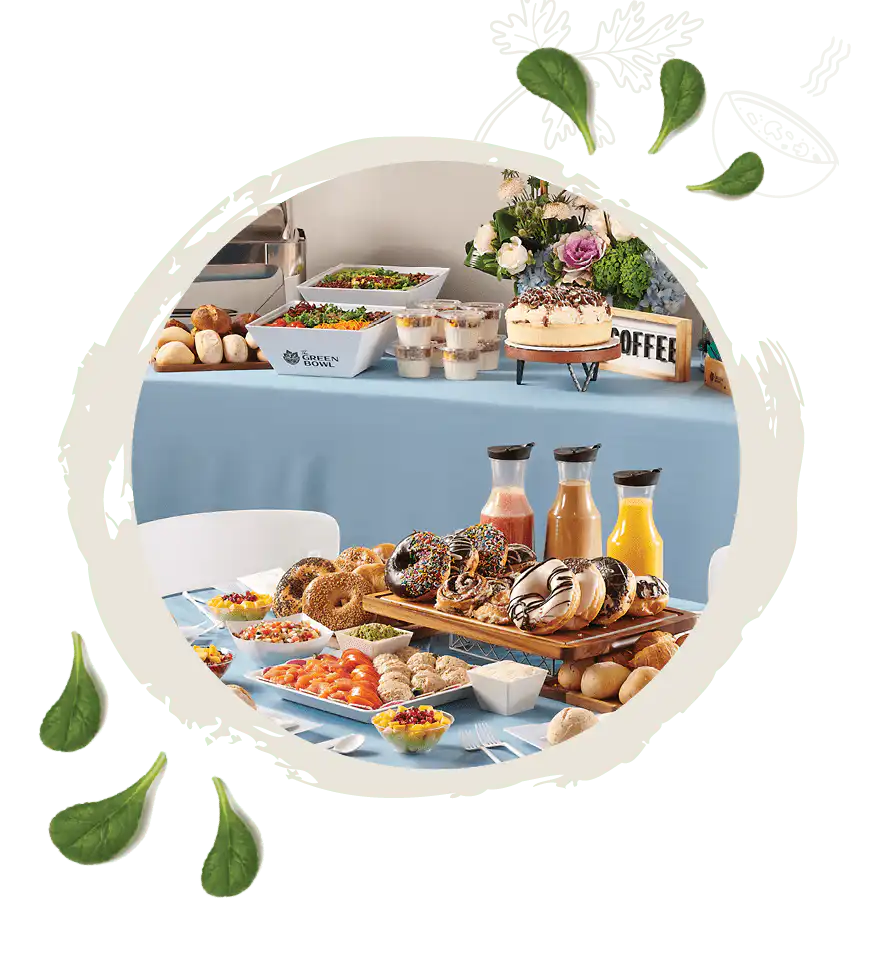 Bris catering buffet table by The Green Bowl
