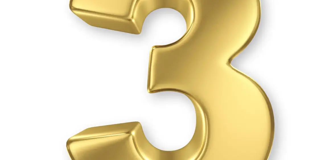 Gold number 3 decoration