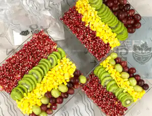 Rainbow fruit platter for an upsherin party