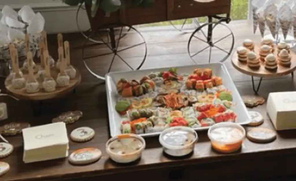 Shalosh Seudos catering buffet table